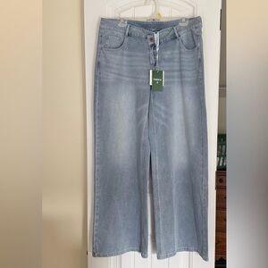 Halara Womens L Tall Wide Leg Flex Denim Jeans Light Wash Stretch